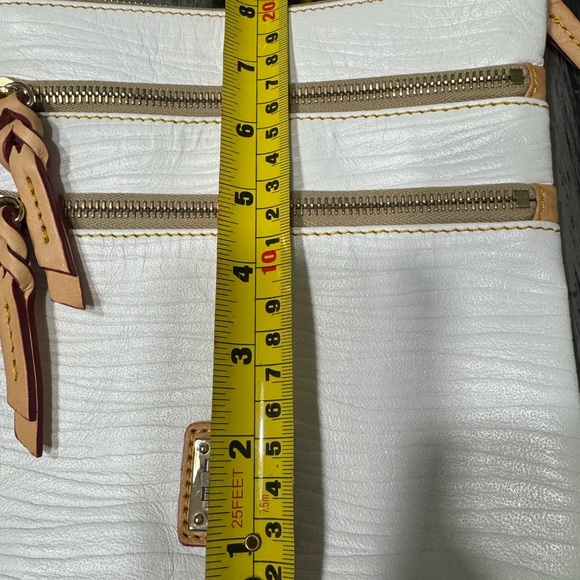 Dooney & Bourke White and Tan Pebble Grain Triple Zip Crossbody Bag - Picture 4 of 11